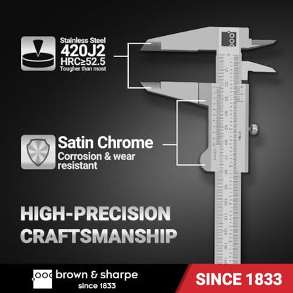 Brown&Sharpe 12 Inch Vernier Caliper 1/128 Inch Resolution - size: 1/128"