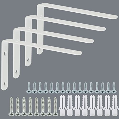 Alise Floating Shelf Brackets,White L Bracket for Shelves,6x4 Inch,4 Pcs - color: White, size: 6x4 Inch