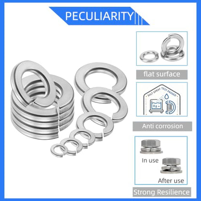 30Pcs M10 Silver 304 Stainless Steel Split Spring Lock Washers for Bolts Screws - size: M10 30PCS