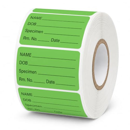 1000 PCS Specimen Collection Label 2"x1" Self Adhesive Vinyl Green - color: Green, Black
