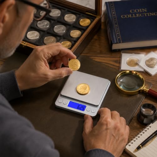 1kg/0.01g High Accuracy Digital Gram Scale Coin Scale to Weigh Coins - color: Silver