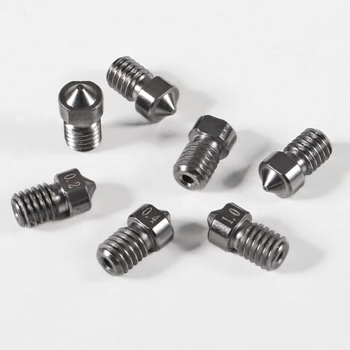 Aokin 3 Pcs 1.0mm Hardened Steel Nozzles Extruder Nozzles 3D Printer Nozzles for E3D V5 V6 and 3 Pcs 0.8mm Stainless Steel Nozzle Cleaning Needles for 1.75mm Filament 3D Printer with Wrench - color: 1.0mm