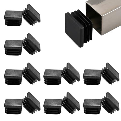 16 Pack 1"x 1" Black Square Tube End Cap Plastic Plugs - color: Black, size: 1" - 16 pcs