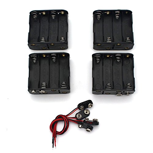 4Set 8 x AA Thicken Battery Holder and T Type Wired Battery Clip Standard Snap Connector