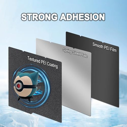 264X276mm Double-Sided PEI Build Plate for Anycubic Kobra S1/Kobra X, Black Smooth & Textured Flexible Spring Steel Plate, PLA PLA+ TPU Low Temp Printing Bed - size: 264x276mm