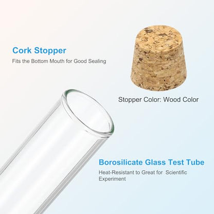 PATIKIL 12ml Test Tubes, 25pcs 4.92x0.63in Glass Clear Round Bottom Test Tube Containers with Stopper for Bead Party Candy Bath Salt Storage Scientific Experiment Plant Propagation - size: 12ml