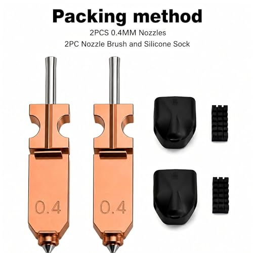 Upgraded AD5X Nozzle 0.4mm,2PCS with 2 Cleaning Brushes & Silicone Socks - size: 0.4mm x 2