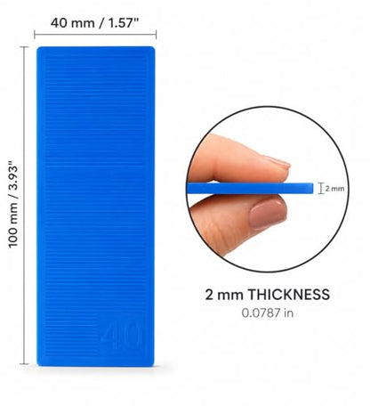 (Pack of 10) 1/16" (2 mm) Plastic Flat Washers Glazing Blocks 1.57 x 3.93 (40 x 100 mm) Framer Spacers Door and Window Packers (Blue) - size: 1/16" (2 mm, Blue)