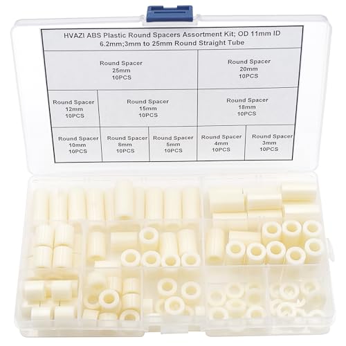 OD11mm(0.433") ID6.2mm(0.244") ABS Plastic Round Standoff Spacer Kit - size: OD 11mm ID 6.2mm