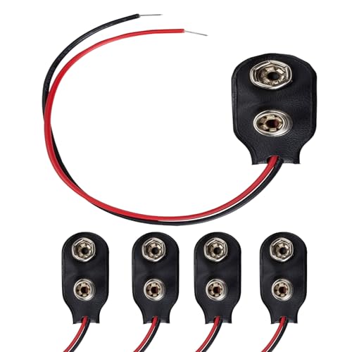 9V Battery Connector 5 Pack, I-Type 9 V Clip-9V Battery Buckle Connector Hard Buckle Plastic Housing and Wires Leads Iength 5.9 inches - size: 5 Pcs I-Type
