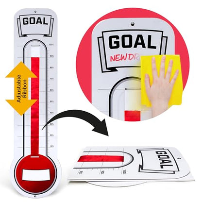 Fundraising Thermometer Chart Goal Tracker | 46"x12" Dry Erase Goal Tracker