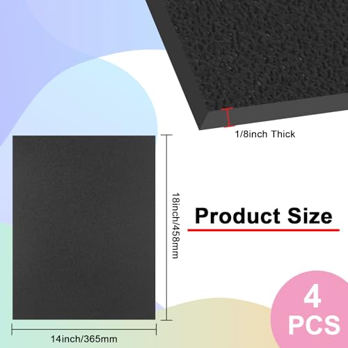 4Pack Black ABS Plastic Sheet 14" x 18" x 1/8" Thick Black Rigid Thermoplastic Sheet (Upgrade Surface) 3MM Flexible High Tensile ABS Moldable Plastic Panel for Crafts, DIY, Signs - color: Black, size: 14" x 18" x 1/8"