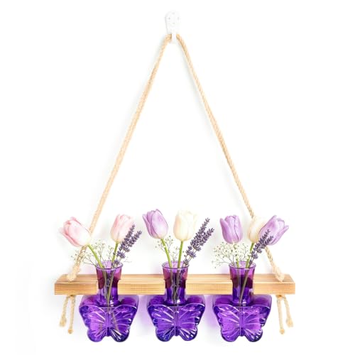 XXXFLOWER Plant Propagation Station Hanging Butterfly Shaped Vase Purple - color: Purple-3 Butterfly Vase