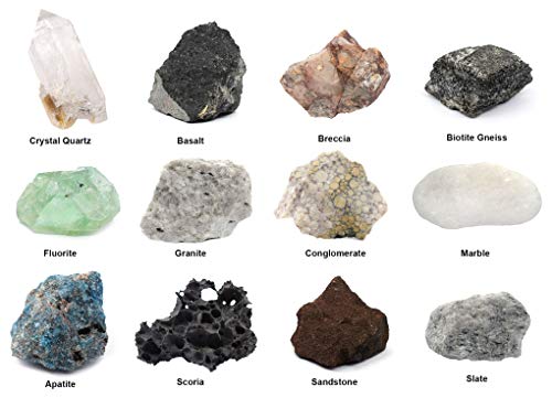 EISCO Rock & Mineral Kit, 12 Pieces - Includes Metamorphic, Igneous, Sedimentary Rocks & Minerals - 1" Specimens - Great for Geology Classrooms & Basic Field Testing Labs - Tech Cut Rocks (Pack of 2) - size: 1 inch (Pack of 2)