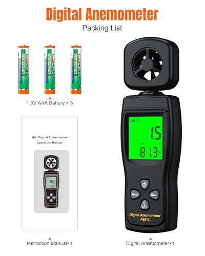 FOOAO Anemometer, Wind Meter Handheld, CMF Meter to Measure Wind Speed and Temperature to Assist in Drone Flights, Outdoor Activities, Shooting Sports and HVAC Systems