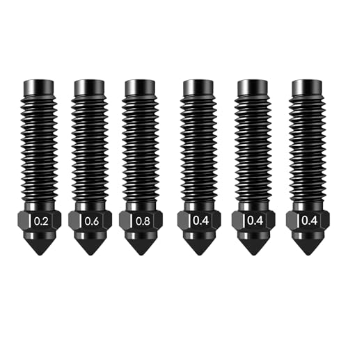 Nozzles Kit for Elegoo Centauri Carbon (0.2/0.4/0.6/0.8mm) 6-Pack Hardened Steel Nozzle Kit – Wear-Resistant & High-Temperature Resistant, 3D Printer Extruder Hotend Accessories - color: Nozzle Kit