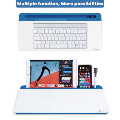 Varhomax Glass Desk Whiteboard with Storage, Desktop Organizer - color: Blue Base