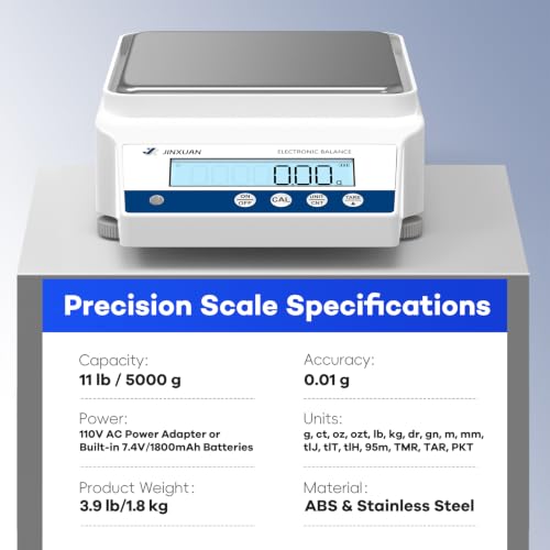 Digital Lab Scale 5000x0.01g High Precision Digital Scale with RS232 Port & 17 Units, Chemistry Scale Scientific Scale Jewelry Scale for Gold Powder Laboratory Kitchen LCD Display 500g Weight - size: 5000g/0.01g with RS232 / 500g Calibration Weights