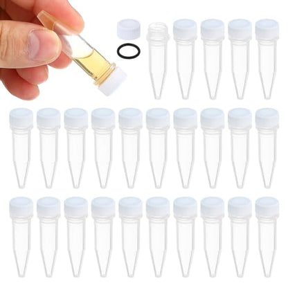 PATIKIL 1.5ml Plastic Cryogenic, 25Pcs Cryogenic Vial Screw Top Frozen Test Tube for Lab Laboratory Science, White Cap - color: White