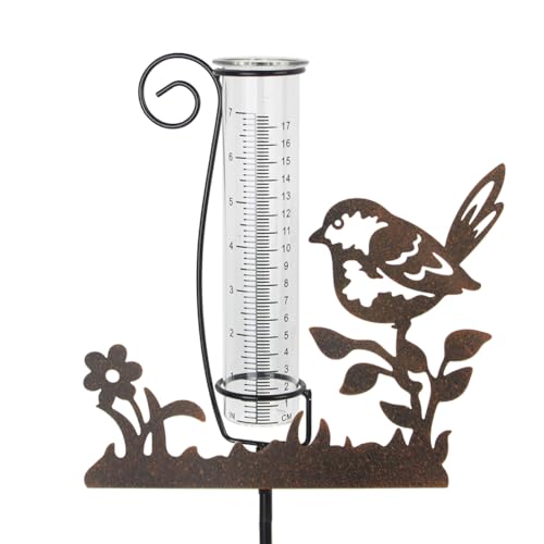 Rain Gauge Outdoor,7 Inch Decorative Bird Rain Gauges Outdoors - color: Bird-Flower