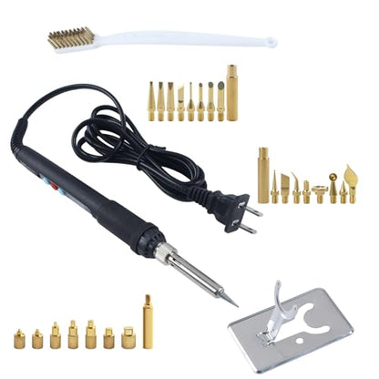 FYSETC 3D Printer Accessories Soldering Iron Kits: 60W 110V LCD Digital Solder Iron Pen with 7 Heat Set Insert Tool and 16Pcs Brass Cleaning Up