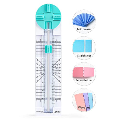 Paper Trimmer Craft Paper Cutter: 4 Style Multi-Function Scrapbooking Tool with Dial Blades of Straight,Wave,Dotted,Perforated,Creasing for Cutting Paper,Coupons,Photos,Postcards,Scrapbook,Card - color: green