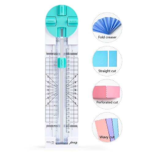Paper Trimmer Craft Paper Cutter: 4 Style Multi-Function Scrapbooking Tool with Dial Blades of Straight,Wave,Dotted,Perforated,Creasing for Cutting Paper,Coupons,Photos,Postcards,Scrapbook,Card - color: green