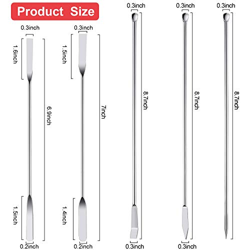 Boao 10 Pcs Stainless Steel Lab Spatulas Double Ended Sampling Scoop