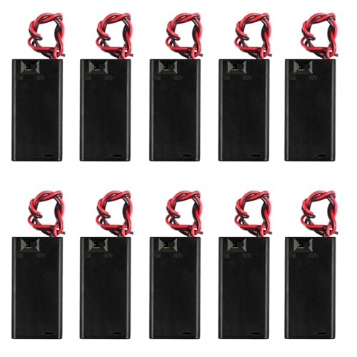 10pcs 2 AA Battery Holder with Switch 2X 1.5V AA Battery Holder Case with Wire AA Battery Holder with ON/Off Switch - size: 2AA with Case