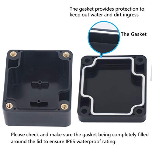 Junction Box, Zulkit Project Box IP65 Waterproof Outdoor Box ABS Plastic Electrical Boxes Electronic Enclosure Black 2.48 x 2.28 x 1.38 inch (63 x 58 x 35mm) (Pack of 4) - size: 2.48" x 2.28'' x 1.38''(Pack of 4)