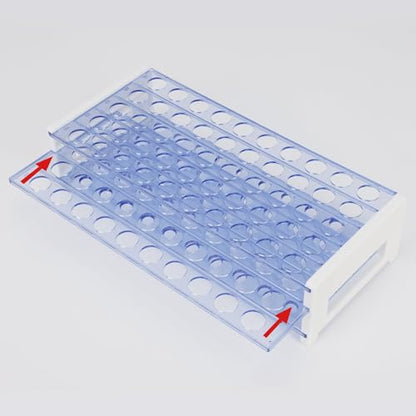 Labasics Test Tube Rack, 3-Tier Detachable Blue Plastic Test Tube Rack Tube Holder Stand Rack for Laboratory Scientific Experiments, 0.63 in 50-Place - size: 0.63 in