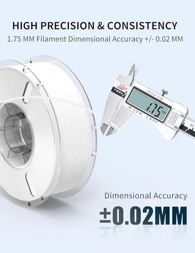 RAMBERY White PLA Plus 3D Printer Filament 1.75mm 1kg - color: Pla+ White, size: 1KG