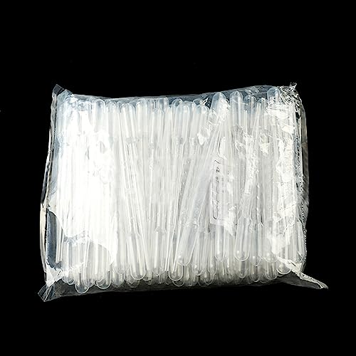 100x Disposable Pipettes 0.2/0.5/1/2/3/5ML Plastic Transfer Pipette Practical Pipettes Dropper for Science Experiments, 6.5cm