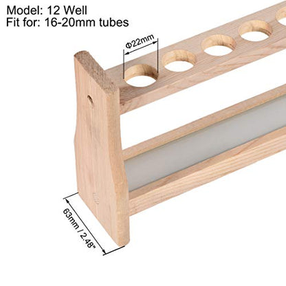 uxcell Wooden Test Tube Holder Rack 12 Wells for 25ml Centrifuge Tubes