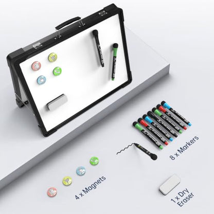 Small Dry Erase White Board - TSJ OFFICE 12" x 16" Mini Easel Desktop Double Sided Whiteboard, Portable Magnetic Board on Table Top with Holder for Drawing, Teacher Instruction, Memo Board - color: Black