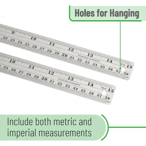 Mr. Pen- Metal Straight Edge Ruler, 2 Pack, 15 Inch - color: Silver, size: 2 Pack, 15 inch