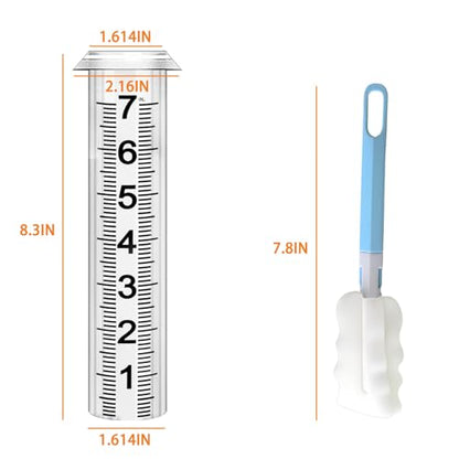 Rain Gauge Replacement Tube, Rain Gauge Outdoor Best Rated Tube,7" Capacity Accurate Rain Gauge Tube, Rain Gauge Outdoor Freeze Proof Measure Tube,2 pc Plastic Rainfall Meter Tube with 1 Brush - color: 2PCS Plastic Rain Gauge Tube A