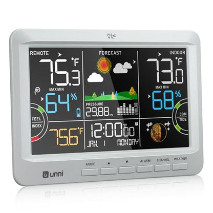 Weather Station Indoor Outdoor Thermometer Wireless Atomic Clock Grey - color: Grey