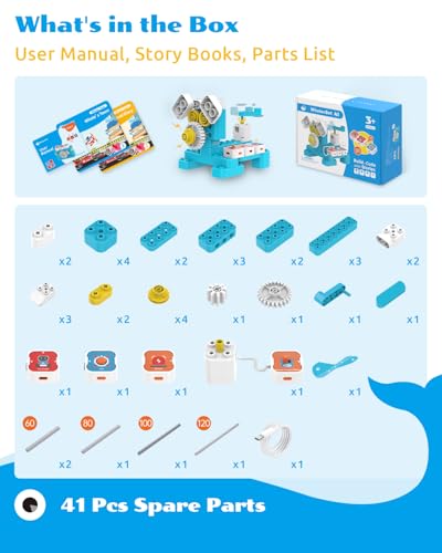 WhalesBot A1 Coding Toy for Kids, Building Block Robot, Fun STEM Toy with Magnetic Controller and Sensor Blocks, Screen-Free Coding with 3 Guide Books for Kids 3-6 - style: WhalesBot A1 Coding Robot