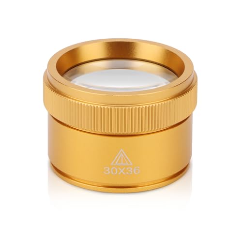 Rongon Portable Magnifying Glass Jeweler Loupe Magnifier (Gold, 30X36MM) - color: Gold, size: 30X36MM