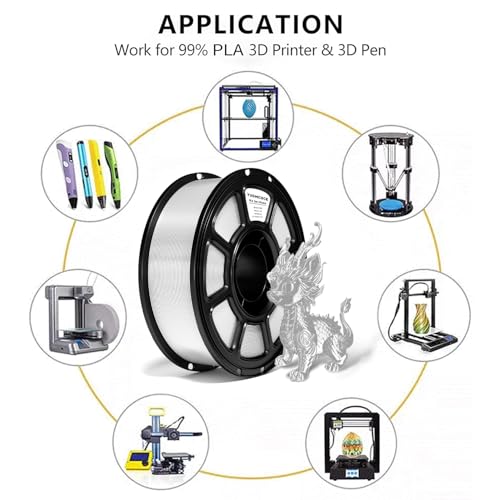 Silk PLA Filament 1.75mm,3D Printer Filament with a Metallic Glossy Finish, Dimensional Accuracy +/- 0.02 mm, 1kg Spool(2.2lbs) Fits for Most FDM 3D (A-Silk Silver Pla) - color: A-silk Silver Pla