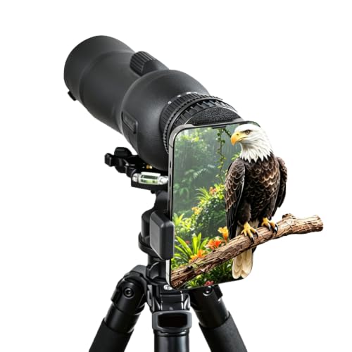 Universal Phone Adapter for Telescope with Wireless Shutter, 360° Rotating Digiscoping Mount for Binoculars, Monoculars, Spotting Scopes & Microscopes, Fits iPhone, Samsung & Android Phones