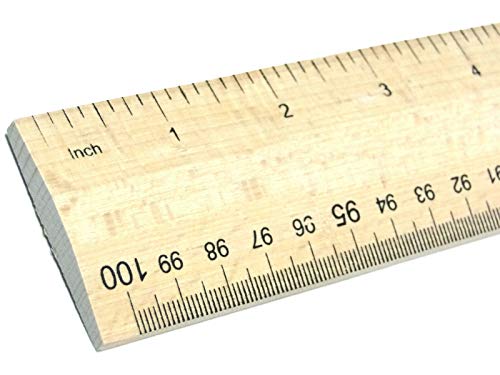 Wooden Rule 1 Meter Yard Stick Ruler Imperial & Metric Measurements mm cm inches Markings Hardwood School Office Tailors Bench with Handle for Easy Measuring (1 Meter Ruler)