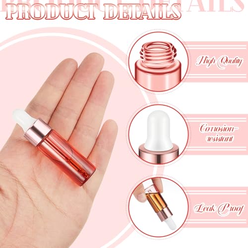 Didaey 100 Pcs Mini Glass Oil Dropper Bottle, 10 ml, Blush Pink - color: Blush Pink, size: 10 ml