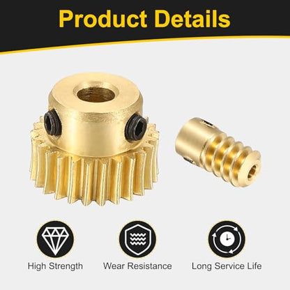 uxcell Worm Gear Set Right Rotation 25T 0.5 Module 1:25 Reduction Rate - size: Gear-4mm, Rod-2mm Bore, style: 0.5M-25T