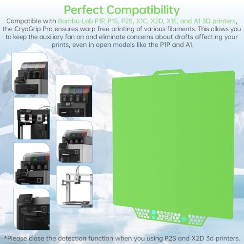 BIQU CryoGrip Pro Glacier Plate for Bambu-Lab X2D,P2S,P1P,P1S,X1C,X1E,A1 - color: Glacier Green, size: X2D/P2S/P1/X1/A1