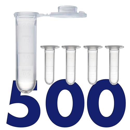 Kashi Scientific 2mL Clear Microcentrifuge Tube with Safe Lock Snap Cap Safety with Graduation, Polypropylene Lab-Grade [2mL Safelock, 500] - size: 2mL, Safelock