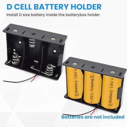 SDTC Tech 2-Pack 3 Slot D Cell Battery Holder 4.5V D Size Battery Case Box with Wire Leads - color: D Cell 3-Slot, size: D Cell Holder