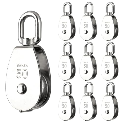 10 Pcs M50 Single Pulley Block, 304 Stainless Steel Swivel Pulley - style: 10*M50 Pulley