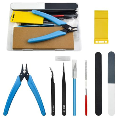 Professional 9 PCS Model Tools Kit Modeler Basic Tools Craft Set Hobby Building Tools Kit for Gundam Car Model Building Repairing and Fixing(B)